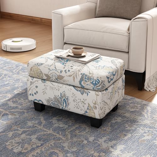 BYLUXA Modern Upholstered Ottoman with Sturdy Birch Wood Legs –
