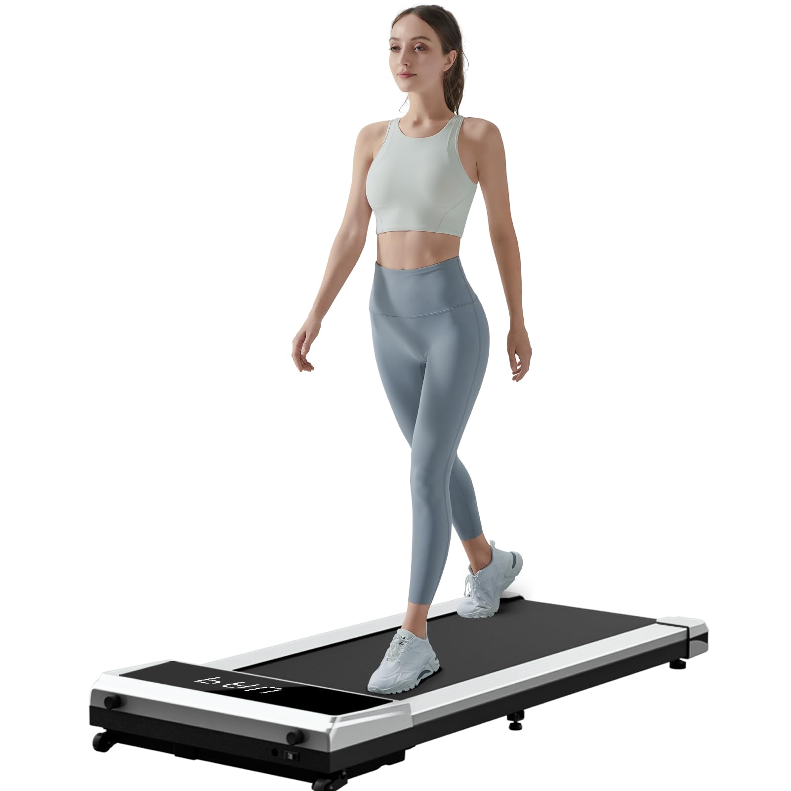 Under Desk Treadmill with Incline, Mini Walking Pad, Treadmills for Home Office, Portable Walking Treadmills with Wheel