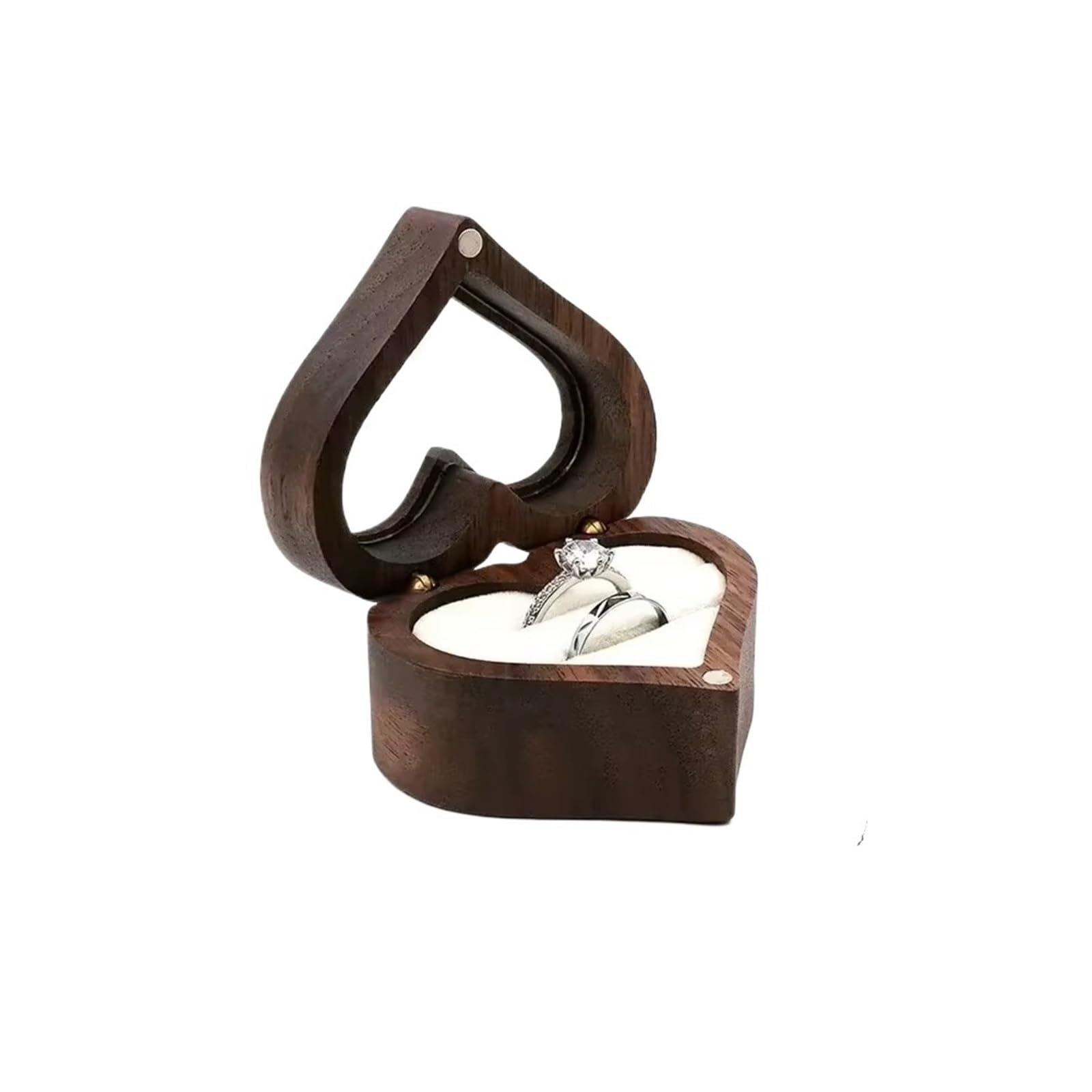 LCKKJHG Wedding Ring Box 1PCS Walnut Wood Ring Box For Wedding Ceremony Jewelry Storage Proposal(Orange)