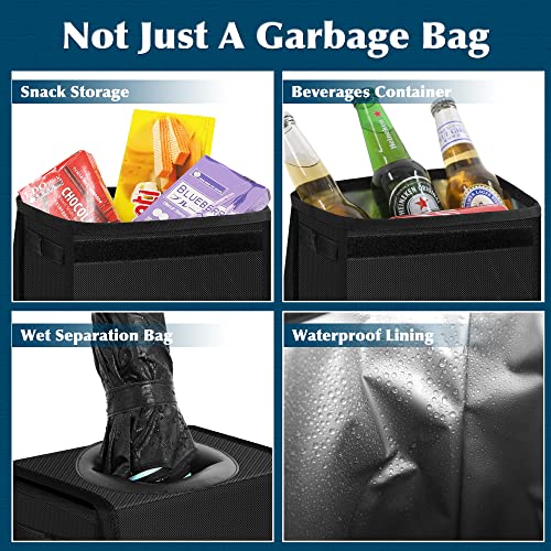 Image of Femuar Leak Proof Car Trash Can with Lid - Waterproof Automotive Garbage Bin for SUVs, Collapsible and Portable Car Trash Bag, Black
