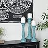 Deco 79 Wood Distressed Candle Holder, Set of 3 15", 13", 11"H, Blue Deco 79 Wood Distressed Candle Holder, Set of 3 15", 13", 11"H, Blue