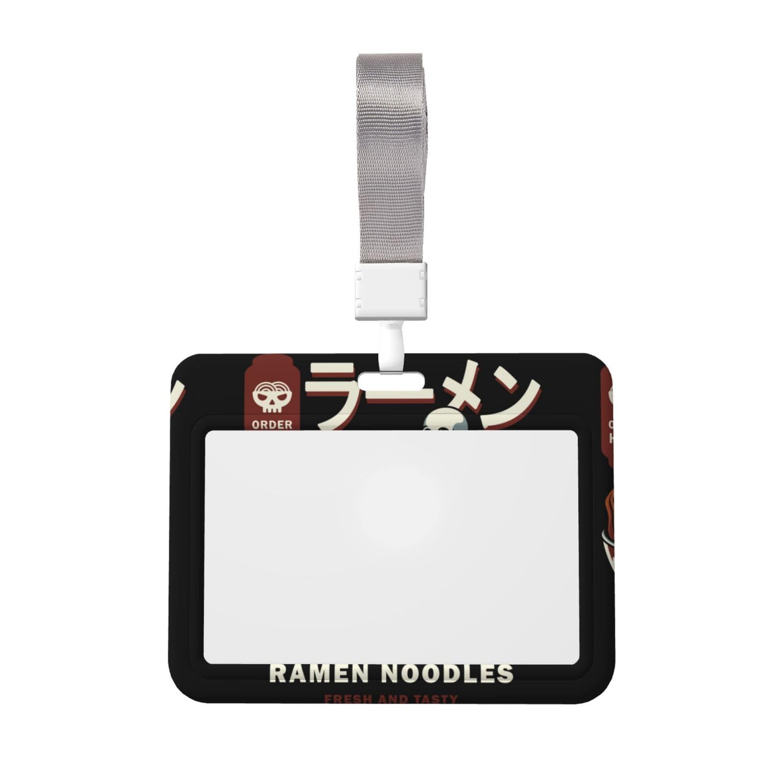 Amazon | IDカードホルダー ラーメンの中でリラックスする骸骨