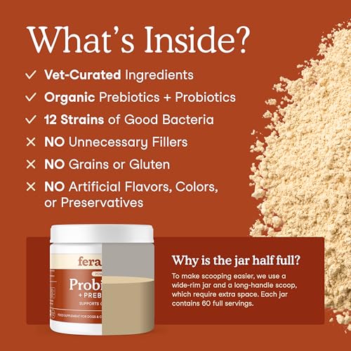 Fera Pets Organic Probiotics for Dogs & Cats - Cat & Dog Probiotic Supplement with 12 Strains & Prebiotics for Your Pet’s Digestion - 60 Scoops - Image 4