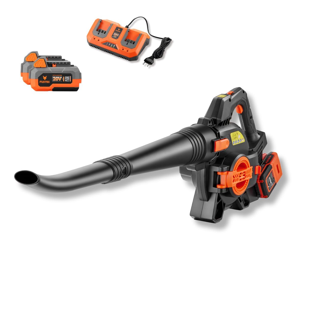 FUXTEC 40 Volt 2in1 Akku-Laubbläser/-Sauger Set FX-E2LBS-SET, leistungsstarker Laubhäcksler inkl.Akku und Ladegerät, Saugleistung 685.1m³/h, ergonomischer Handgriff, Geschwindigkeitsregulierung