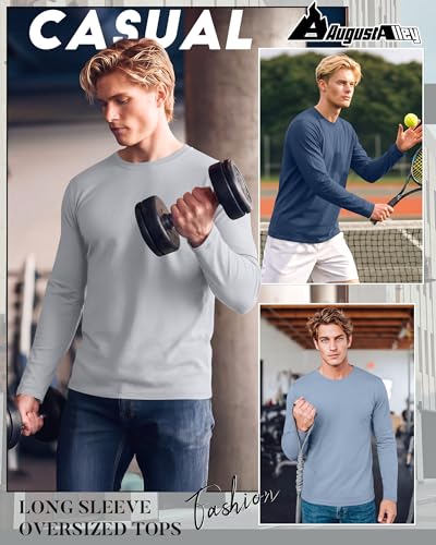 Image of August Alley 4 Pack Men's Big and Tall Cotton Shirts L-7xl, Long Sleeve Oversized Tops Loose Casual Large T-Shirts Basic Tee