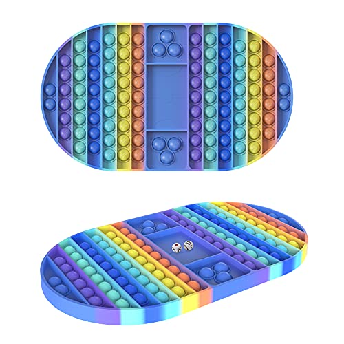 Lcamaw Pop Fidget Game Toy, Big Size Bubble Rainbow Sensory Fidgets Board Push Bubble Popper Fidgets Toys for Parent-Child Time for Interactive Stress Relief Jumbo Fidget Toy to Play with Friends