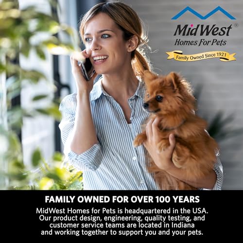 Doppeltürige, zusammenklappbare Metall-Hundebox, 76 cm, verbesserte Sicherheit, inkl. auslaufsicherer Wanne, für mittelgroße Rassen