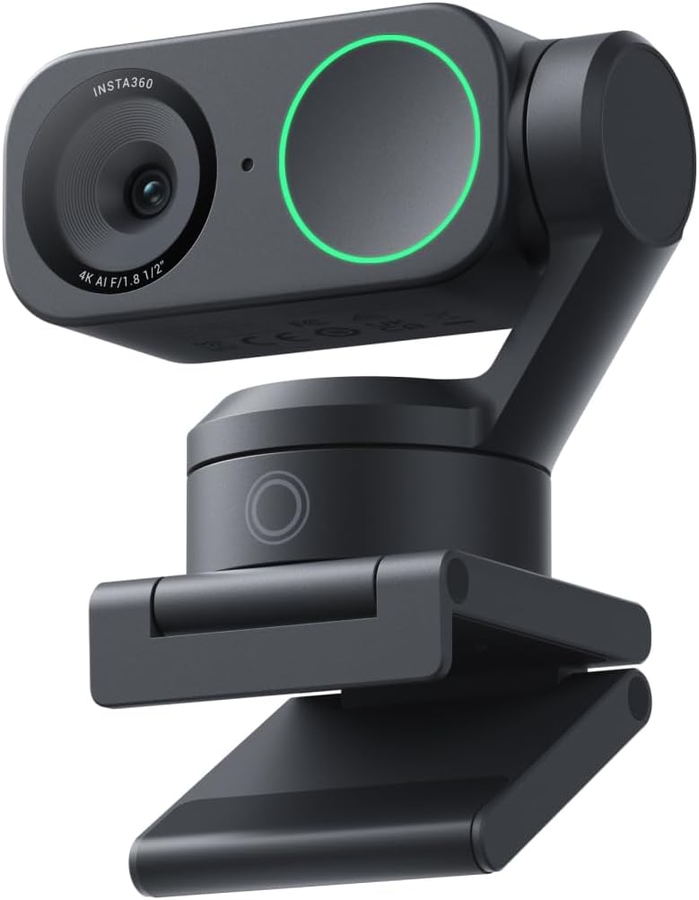 Insta360 Link 2 - PTZ 4K Webcam for PC/Mac, 1/2" Sensor, AI Tracking, HDR, AI Noise-Canceling Mic, Gesture Control for Streaming, Video Calls, Gaming, Works with Zoom, Teams, Twitch & More Graphite Black Standard Bundle - Image 1 of 8