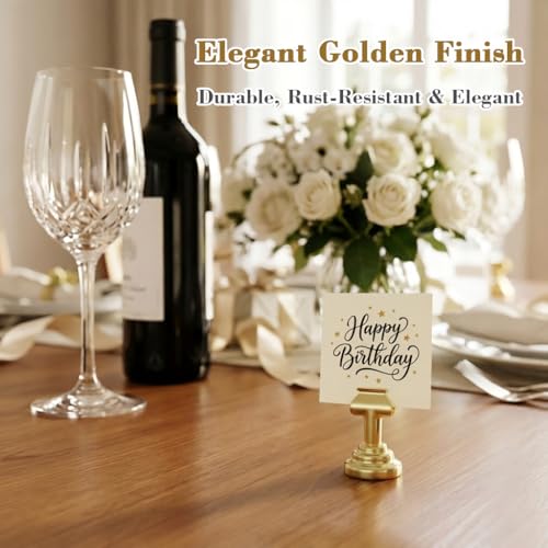Image of Climberty Table Card Holder 4pcs with Rose Gold Finish, Compatible with Elegant Place Card, Name tag and Photo Display Stand for banquets Events and Dining Table Decoration setups use