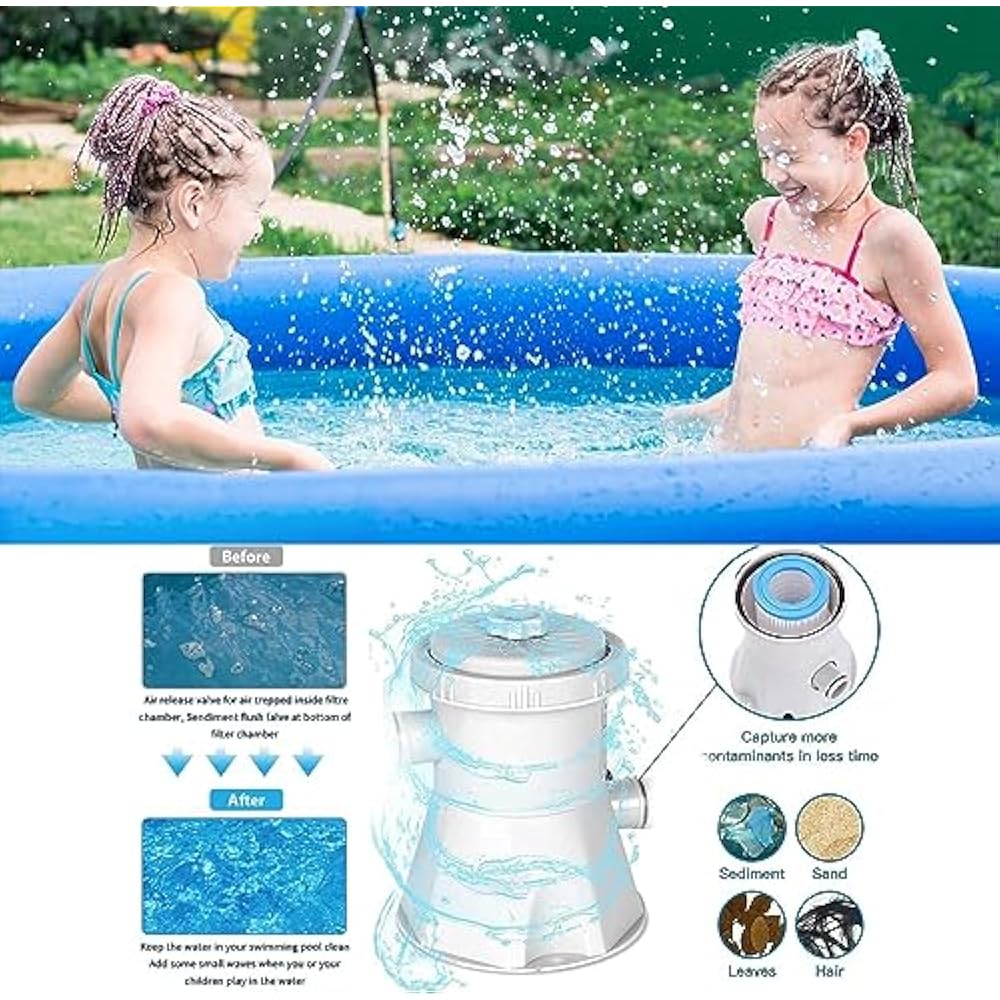 Seater Inflatable Family Lounge Swimming Paddling Pool With Cupholders  390L Ring Blue White Kids Adults