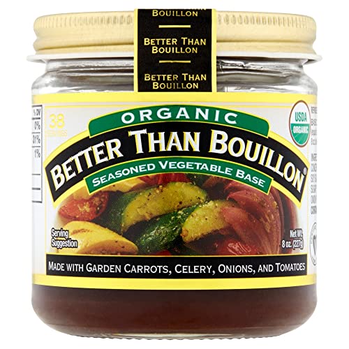 Better Than Bouillon Organic Vegetable Base, Made from Seasoned & Concentrated Vegetables, Organic & Vegan, Makes 9.5 Quarts of Broth, 8 OZ Jar (Single)