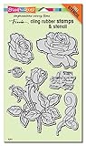 Stampendous Cling Rubber Stamp Set, Rose Garden W/Template
