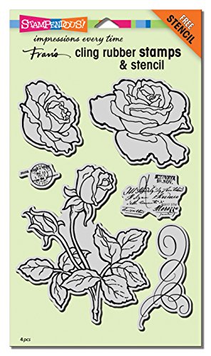 Stampendous Cling Rubber Stamp Set, Rose Garden W/Template