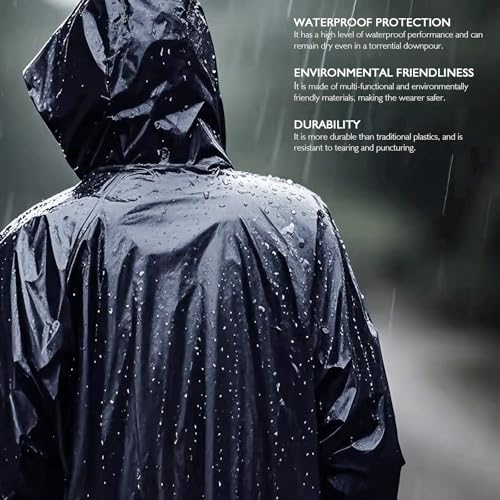Men's Long Hooded Raincoat - Waterproof Rain Jacket for Work & Outdoor Use - Image 6