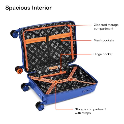 Image of Nasher Miles Polypropylene Spinner Seattle Hard-Sided Cabin Luggage 20 inch | 55cm | 8 Wheels Small Trolley Bag for Travel | Suitcase (Dark Blue)