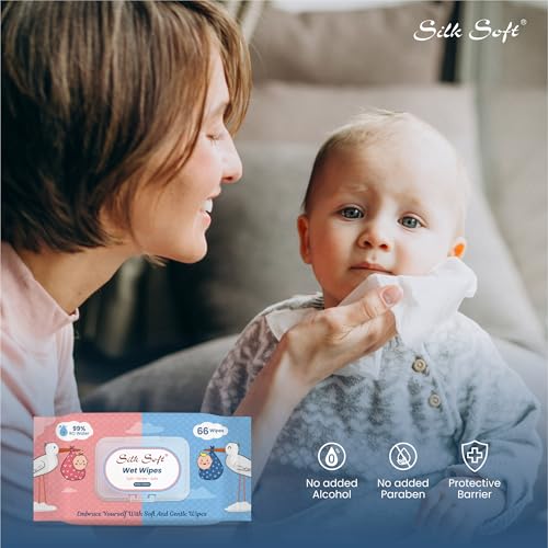 Image of Multipurpose Baby Wet Wipes - 132 Wipes (66 x 2 Packs) | Gentle, Alcohol-Free & Hypoallergenic | Effective Cleaning for Hands, Face & Surfaces