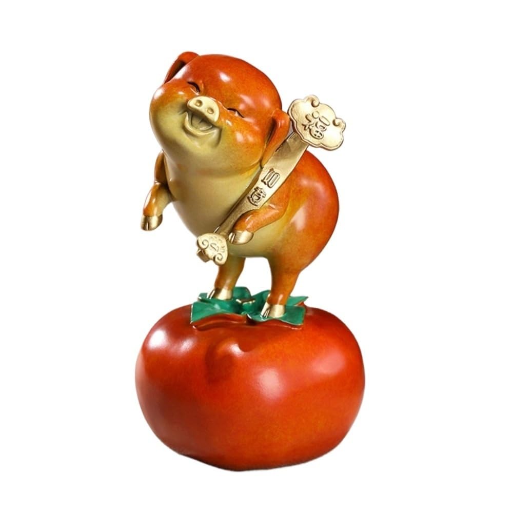 AFGFGHES Statue Home Bronze Sculpture Persimmon Desktop Auspicious Ornaments Crafts Living Room Decoration Office Display Cabinet Brass Figurine