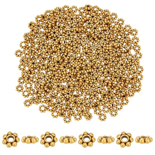 PH PandaHall 300PCS Tibetan Flower Spacer Beads