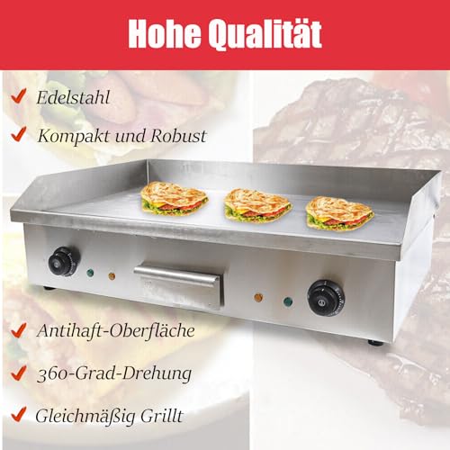 220V 4400W Elektro Grillplatte 50-300 ℃ Elektrogrill Edelstahl-Kochplatte Mit Anti-Splash Fettsammelschale Gastronomie Tischgrill Bräter Griddleplatte Griddle Für Zuhause und draußen BBQ – Bild 4