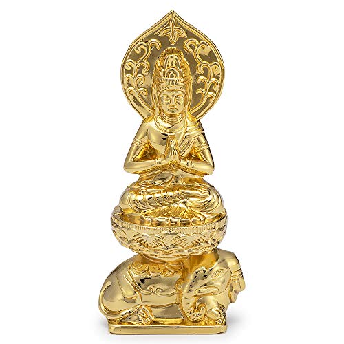 仏壇屋 滝田商店 仏像 普賢菩薩(辰・巳年生まれ) 合金製 (高さ7.4cm×巾3.5cm)【渡辺景秋作】◆厄除け十二支守り本尊・守護仏【滝田商店発行 証明書付】