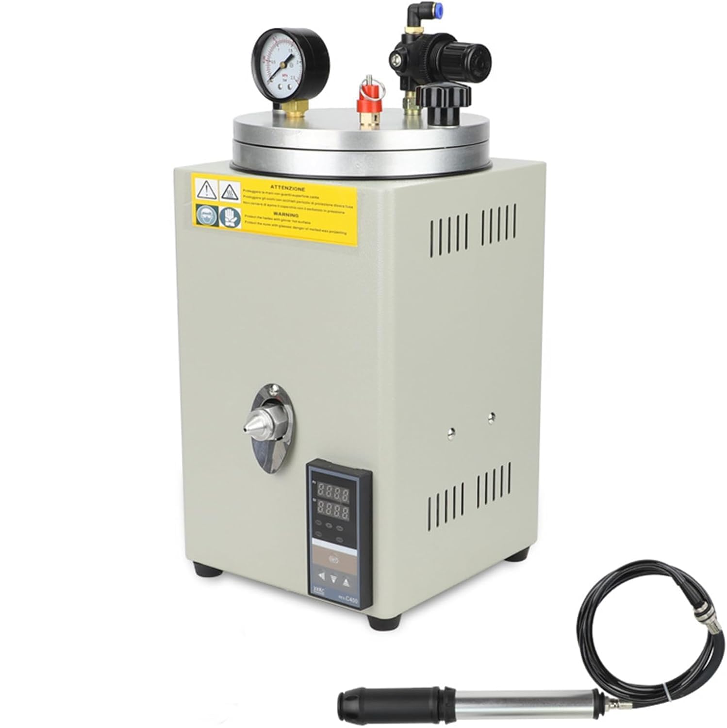 AYCDL Digital Control Vacuum Investing Casting Investment Machine with Pump Handle/Pressure Gauge, 360 Degrees Uniform Heating, for Jewellery Making