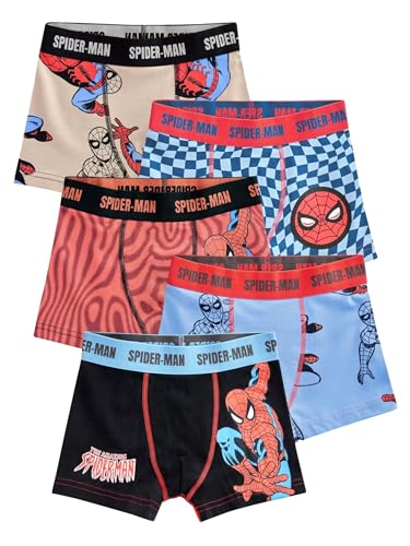 NEXT Garçon Boxer Spiderman, Lot de 5 Rouge 3 Ans-4 Ans