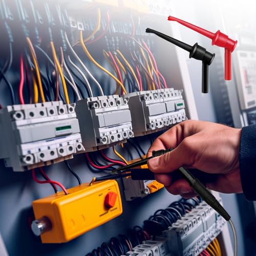 Image of 2Pcs Mini Grabber Test Clip with 2mm /4mm Banana Jack, Multimeter Test Lead Hooks Clips Push on Test Probe Electronic Testing IC Grabber (2mm Banana Plug)