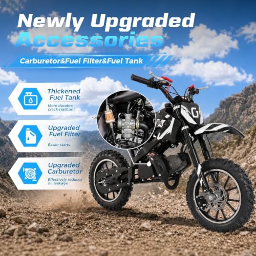 Image of DEETAGO 50cc Dirt Bike for Kids 5-13, 2-Stroke Gas Kids Dirt Bike
