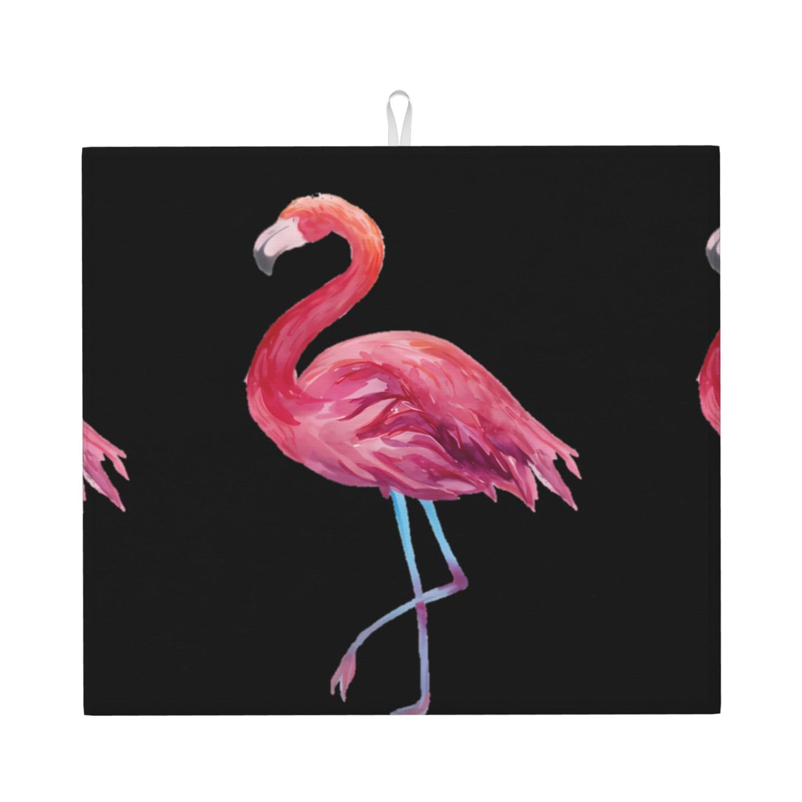 HJFCZH Watercolor Flamingos Prints Kitchen Drying Mat - Absorbent Dish Drying Throw with Vibrant Prints, Quick-Dry Countertop Layer for Dishes & Appliances - Non-Slip & Foldable