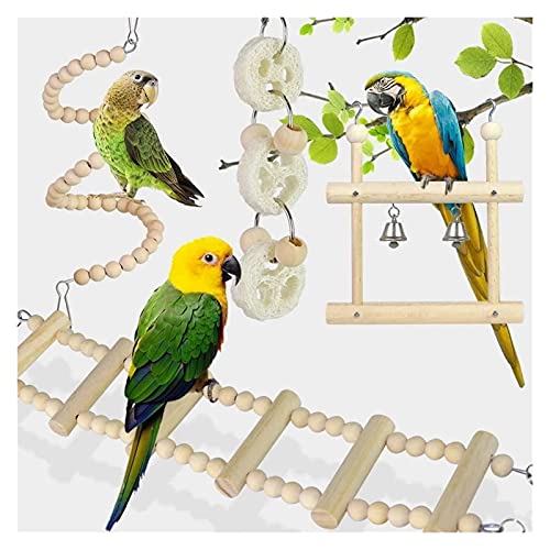 Vogelspeelgoed 8 stks Bird Toys Parrot Toys Bird Swing Chewing Hanging Pikes voor Love Birds Budgie Cockatiels Macaws… - Afbeelding 3