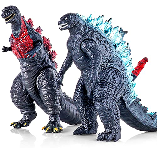 Set of 2 Godzilla Shin vs. Kong 2021 Toy Action Figure: King of The Monsters, Movie Series Movable Joints Soft Vinyl, Carry Bag