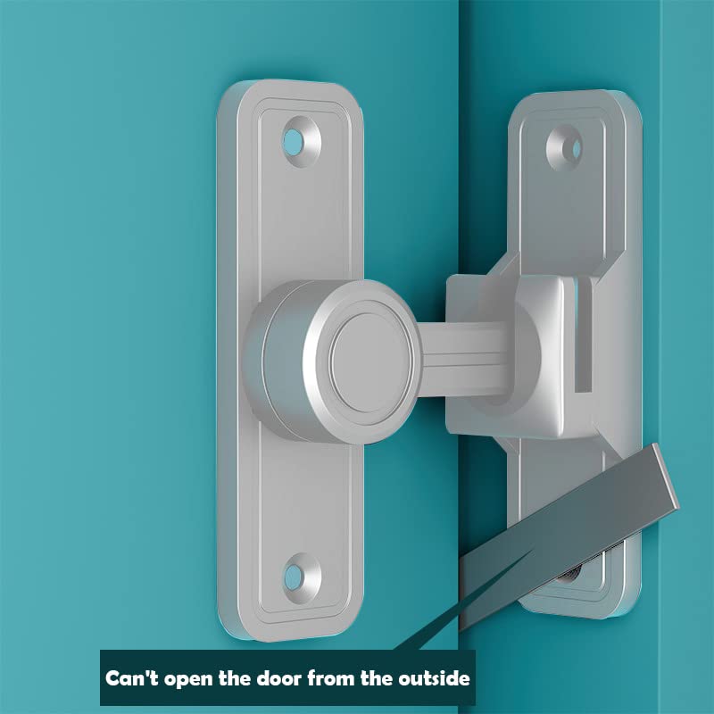 Image of Barn Door Lock Latch, 90 & 180 Degree Heavy Duty Barn Door Latch Hardware Barn Door Locks and Latches Sliding Door Lock Home Safety Gate Locks Fit for Garage, Garden, Bathroom, Cabinet(Silver)