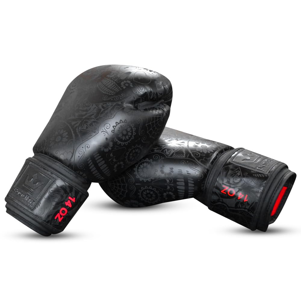 Buddha Fight Wear BUDDHA FIGHT WEAR Fantasy Luzbel Muay Thai Kick Boxing Gloves Faux Leather Anti-Odour Inner Fabric Reinforced Stitching Various Designs (Black and Matte Black, 10 Ounces) - Image 4
