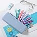 Mr. Pen- Silicone Pencil Case Pouch, Muted Blue, Aesthetic Triangular Design, Multipurpose, Aesthetic Pencil Case Small, Silicone Makeup Bag, Back to School Supplies