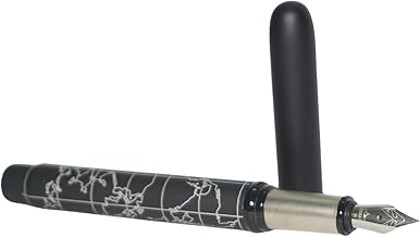 Submarine Personalised 3019 World Map Metal Fountain Pen, Ideal for Travel Enthusiasts and Writers, Comes with 2 Cartridges and a Converter