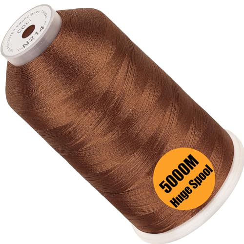 Image of New brothread - Single Huge Spool 5000M Each Polyester Embroidery Machine Thread 40WT for Commercial and Domestic Machines - Brown (Janome Color)