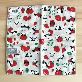 maffonパッチハンカチ＊パンダ いちご＊23×13cm maffonパッチハンカチ＊パンダ いちご＊23×13cm パンダ 手ぬぐい