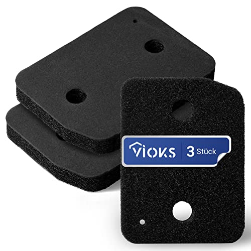 VIOKS Filter Set 3x Schwammfilter - Filterschwamm 207x155mm Ersatz für Мiele 9164761 Sockelfilter/Filter für Trockner Wärmepumpentrockner/Wäschetrockner Kondenstrockner