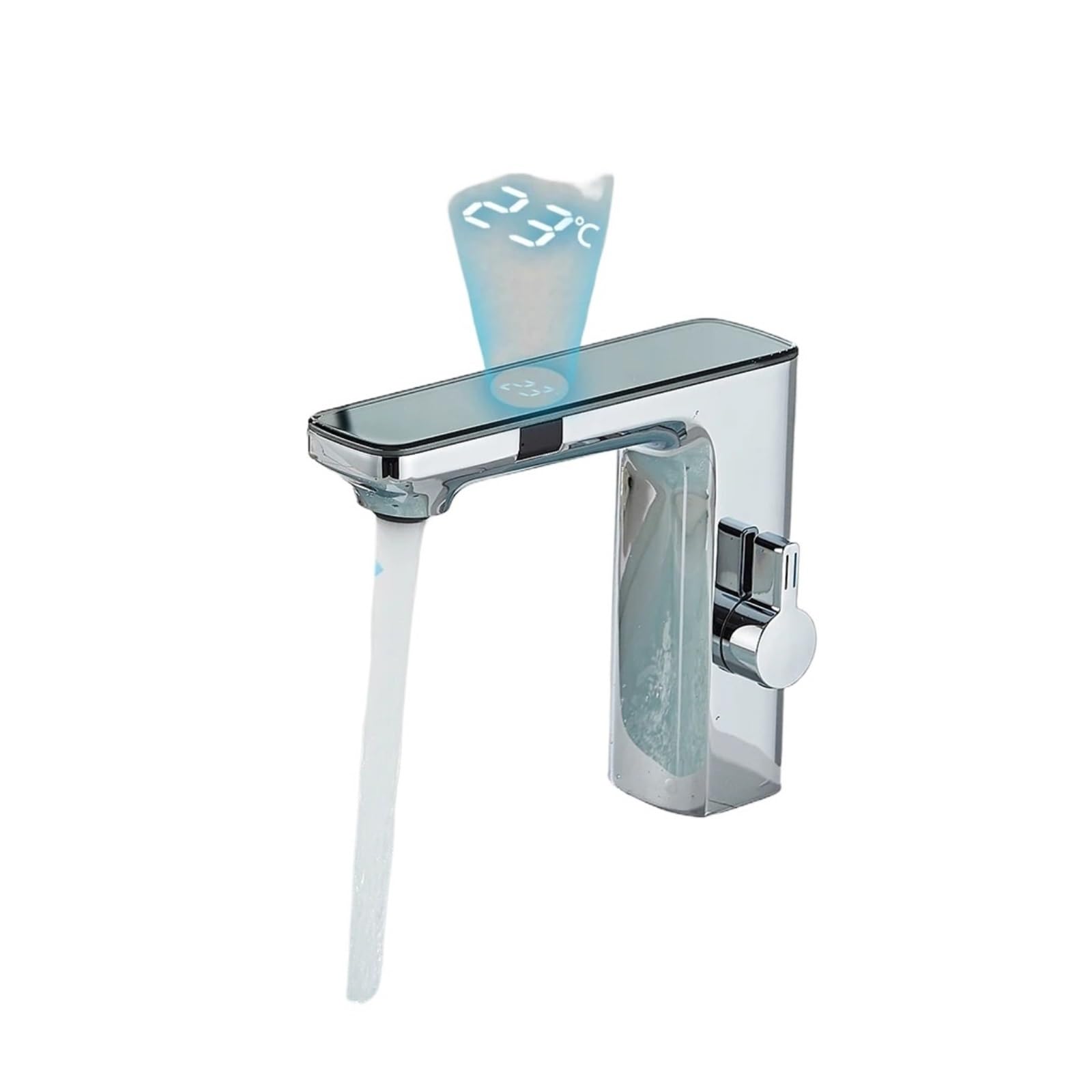 Touchless Bathroom Faucet, Hydroelectric Digital Display Vanity Sink Mixer Tap, Hot & Cold,Safe and Reliable(Chrome Color)