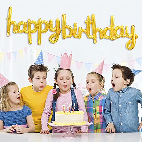 Image of Crackles Birthday Golden Foil Balloons in Small Letters Lower Case for Birthday Decorations