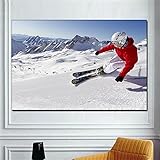 モダンスキースポーツポスターキャンバスプリントスノーボードスノーマウンテンウォールデコレーションアートリビングルームみんな寝室60x80cmx1pcsフレームレス
