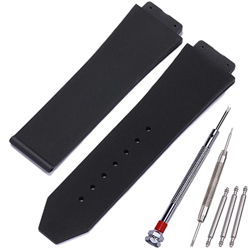 MCXGL Ersatz-Gummiarmband, 25 mm x 19 mm, kompatibel mit Hublot Big Bang Silikon-Uhrenarmband, Sport, wasserdicht, lineare Textur, 25 mm