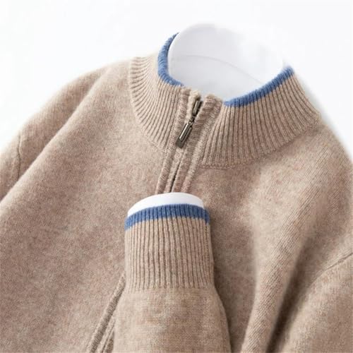 Men’S Merino Wool Warm Sweater Thickened Cardigan Patchwork Knitted Tops Zipper Turtleneck Long Sleeve Outerwear2