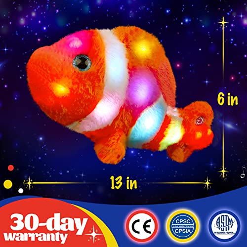 Glow Guards 12’’ Led Orange Fish Ocean Life Light Up Stuffed Animals Soft Pillow Plush With Night Lights Birthday Gifts For Toddler Kids #TOP2