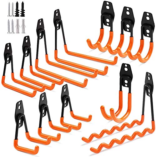 augtarlion 12 Pack Garage Hooks Heavy Duty, Non-Slip Garage Hanger and Organizer, Double Utility Garage Storage Hooks, Tool Hangers & Garage Organization to Storage Garden Tool, Ladder