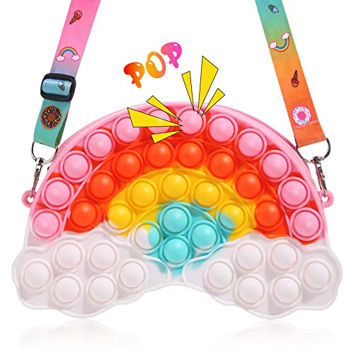 Perfectmiaoxuan Push Bubble Pop Fidget Sensory Toy Its Anti Stress Spielzeug Sets for Erwachsene und Kinder, Squeeze Silikonspielzeug for Stress Anxiety Relief Autism (【Tasche】 Regenbogenwolken) Cover