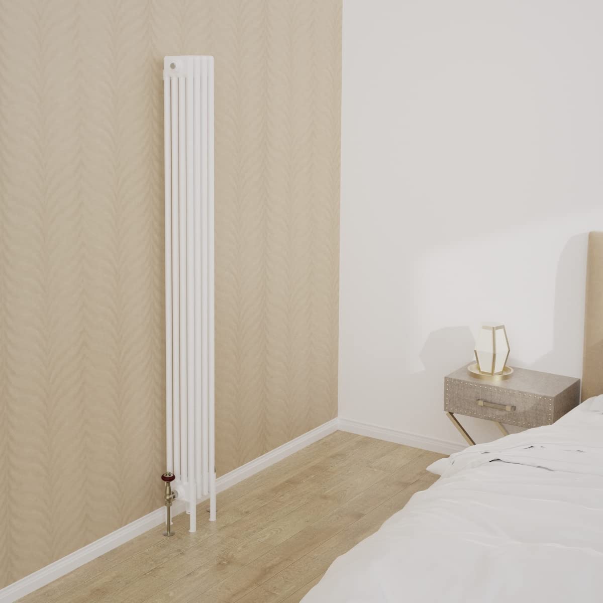 Warmehaus Traditional Cast Iron Style White Quadruple Column Vertical Tall Radiator 1800x200mm Perfect for Bathrooms, Kitchen, Living Room