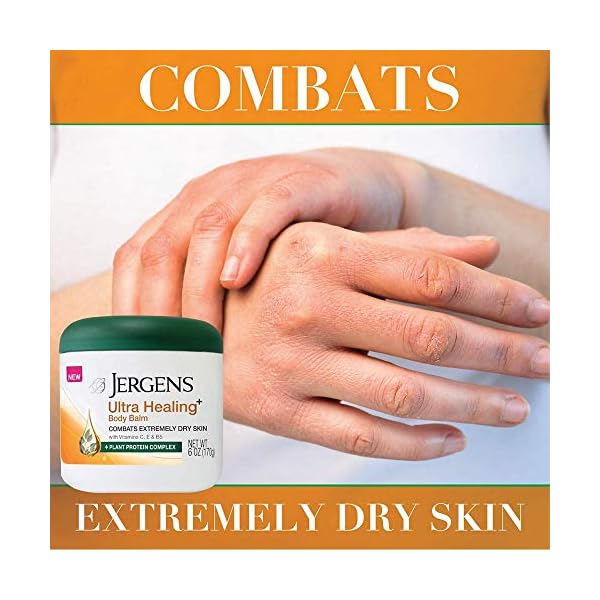 Jergens Ultra Healing Body Balm for Dry Skin, for Extra Dry Skin Relief, 6 Ounces, Formulated with Vitamins C, E and B5 plus Plant Protein Complex