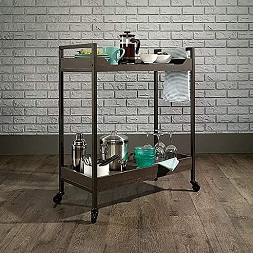 Carrito de bar multifuncional de 2 niveles con estantes abiertos 5