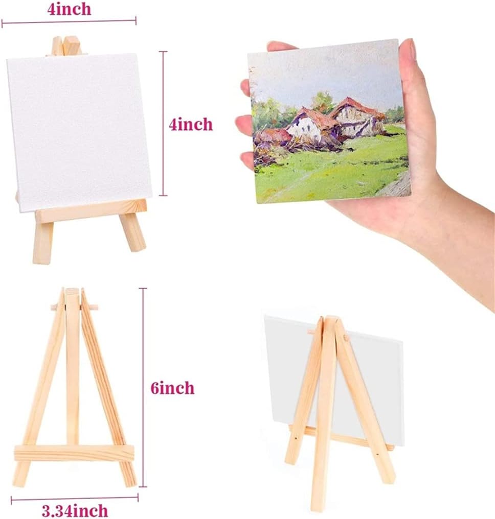 HBJWOV 20Pcs Mini Canvas Drawing Board with Easel, Painting Canvas Panel, Suitable for Art Painting Party Supplies